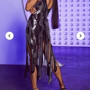 Elegant Black and Silver Evening Dress